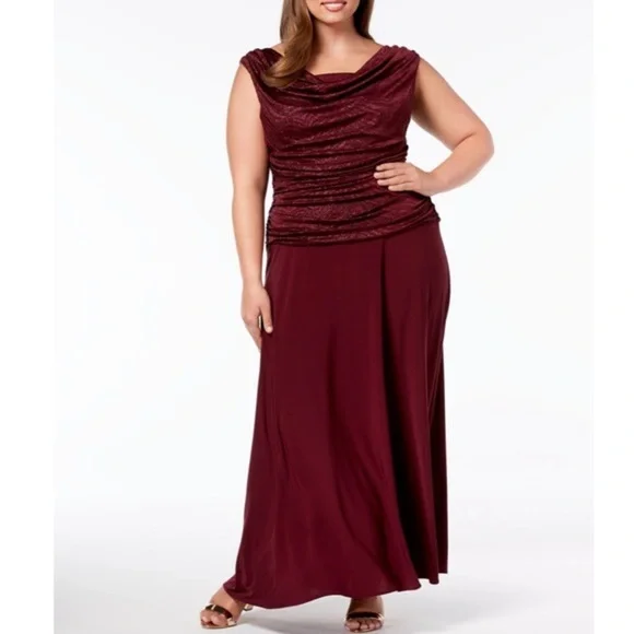 R&M Richards | Dresses | Womens Formal Dress Plus Size 6w Maroon Glitter  Ruched Rm Richards Gown Prom | Poshmark